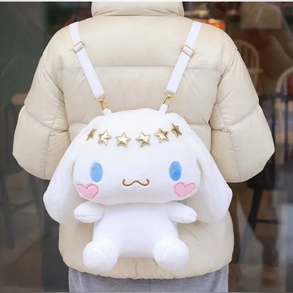 NEW Sanrio Kawaii Large Cinnamoroll Plush Backpack Anime Fluffy Soft Bag Girly
